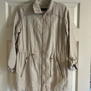 Zara Basic Collection Tan Drawstring Zip Front Collared Jacket Size XS
